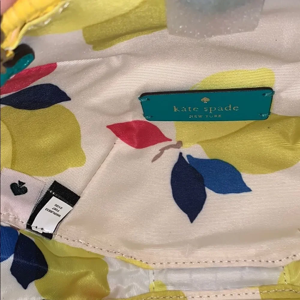 YELLOW AND GREEN KATE SPADE PICNIC PERFECT LEMON WICKER CROSSBODY BAG SUMMER - Picture 11 of 15
